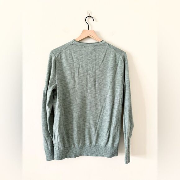 Banana Republic 100% Cotton Slub Long Sleeve Knit in Heathered Green - Size M - Picture 3 of 5